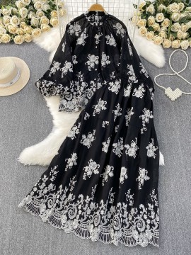 Sheer broderie blouse and skirt set
