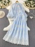 Sheer broderie blouse and skirt set