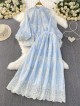 Sheer broderie blouse and skirt set