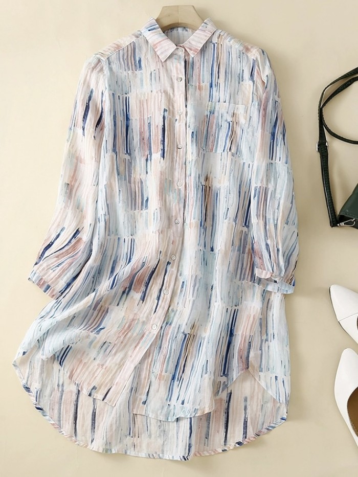 LM+  watercolor stripe blouse