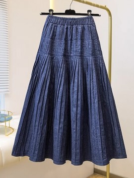 LM+  denim pleated skirt