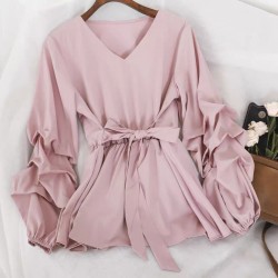 Blouse with Ruched Sleeves