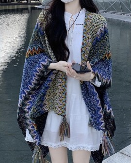 Tribal knit shawl