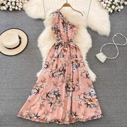 One shoulder floral dress