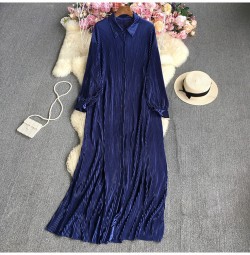 Long pleated button dress