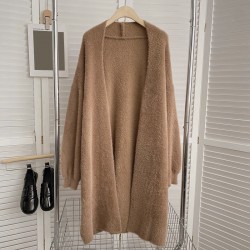 Fuzzy long knit cardigan
