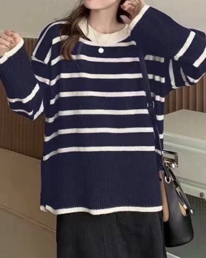 Stripe knit pullover