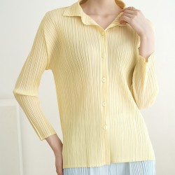 Pleated button blouse