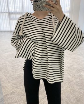 Stripe hoodie pullover