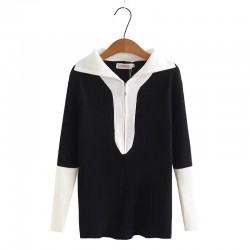 LM+  Knit zipper blouse