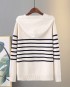 LM+ Stripe knit zipper blouse