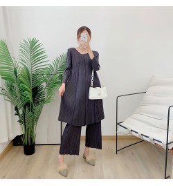 Pleated long tunic and pants set