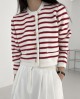 Stripe knit button cardigan