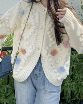 Flower knit cardigan