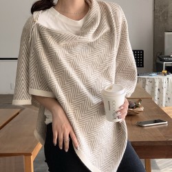 Chevron knit shawl cape