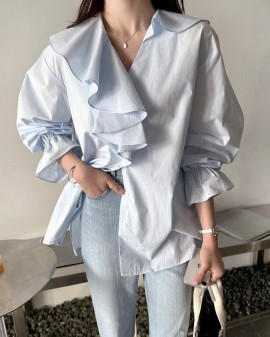 Asymmetrical ruffle blouse