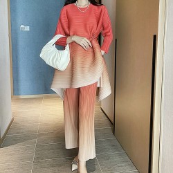 Ombre Pleated blouse and pants set