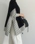 Geometric knit pullover cape