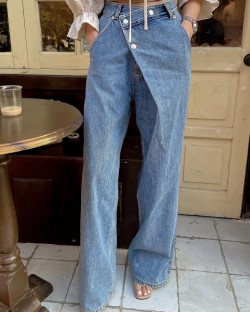 Frontwrap denim jeans