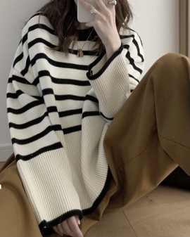 Stripe knit pullover