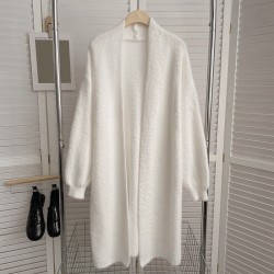 Fuzzy long knit cardigan