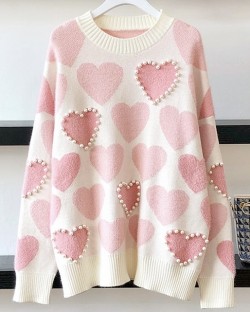 Heart knit pullover h1