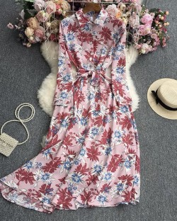 Floral motif button dress