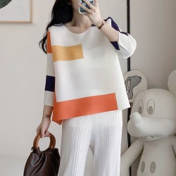 Pleated Colorblock blouse