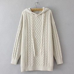 LM+ Hooded pattern knit pullover