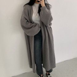 Long cable knit cardigan