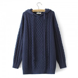 LM+ Hooded pattern knit pullover