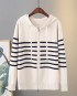 LM+ Stripe knit zipper blouse