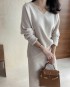 V-neck knit blouse and skirt set