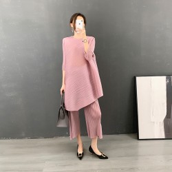 [PREMIUM] Asymmetrical Pleated top and pants set